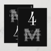 Black Monogram Wedding Tischnummer Card 4 (Vorne/Hinten)