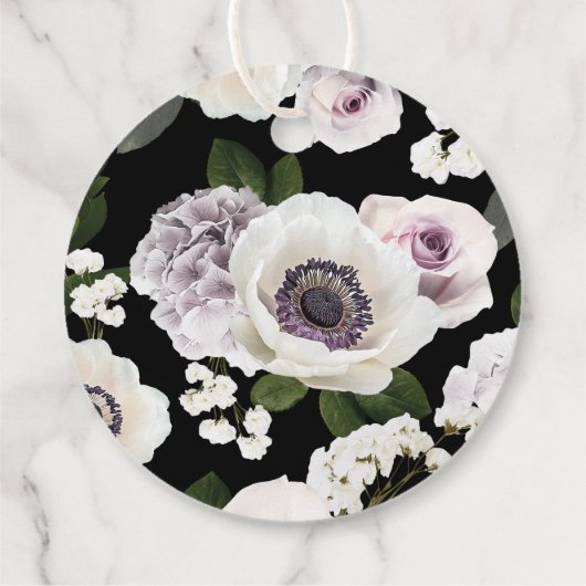 Black Moody Anemone und Lila Brautparty Geschenkanhänger (Rückseite)