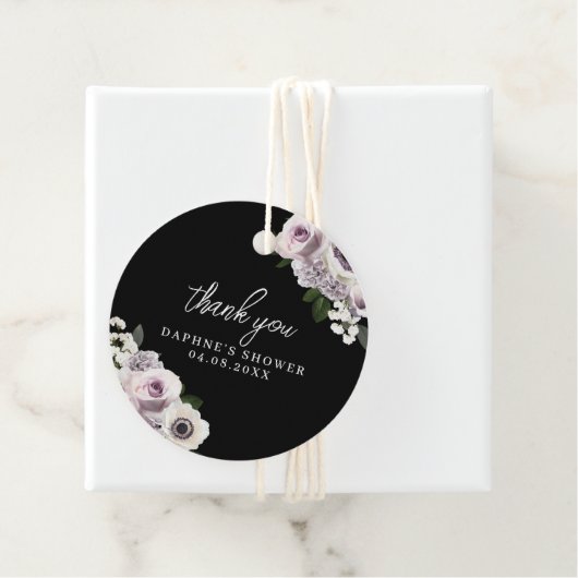 Black Moody Anemone und Lila Brautparty Geschenkanhänger (Beispiel)