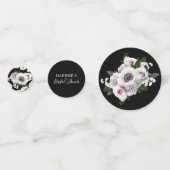 Black Moody Anemone und Lila Brautparty Konfetti (Rückseiten)