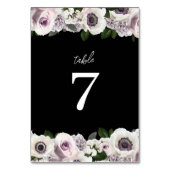 Black Moody Anemone und Lila Brautparty Tischnummer (Rückseite)