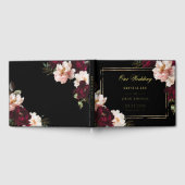 Black Moody Burgundy Blush Floral Wedding Gästebuch (Voll)