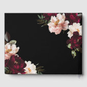 Black Moody Burgundy Blush Floral Wedding Seating  Gästebuch (Rückseite)