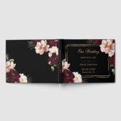 Black Moody Burgundy Blush Floral Wedding Seating  Gästebuch (Voll)