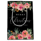 Black Moody Floral Weihnachten | Botanischer Urlau Mittlere Geschenktüte (Vorderseite)