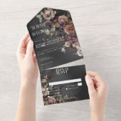 Black Moody Gothic Blume & Mist Dinner All In One Einladung (Abreißen)