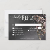 Black Moody Gothic Blume & Mist Dinner RSVP Karte (Vorderseite)