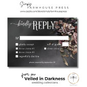 Black Moody Gothic Blume & Mist Dinner RSVP Karte