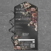 Black Moody Gothic Blume & Mist QR Code All In One Einladung