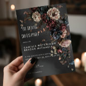 Black Moody Gothic Blume & Mist Wedding Einladung