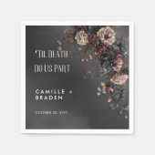 Black Moody Gothic Blume & Mist Wedding Serviette (Vorderseite)