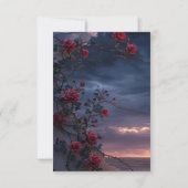 Black Moody Gothic Moon & Rote Rosen Hochzeit Save The Date (Rückseite)