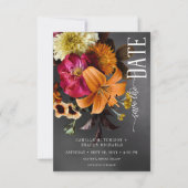 Black Moody Gothic Orange Lily Wedding Save The Date (Vorderseite)