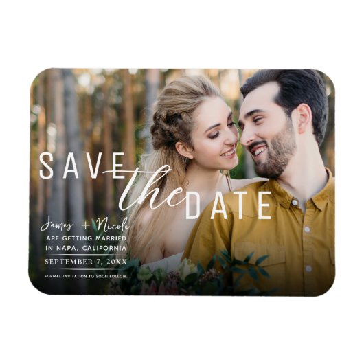 Black Moody Overlay Foto Save the Date Hochzeit Magnet (Horizontal)