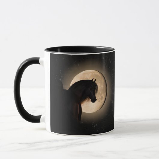 Black Moon Horse 2-sided Mug Tasse (Links)