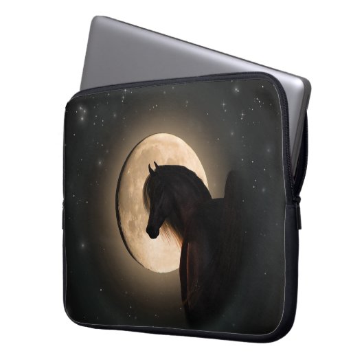 Black Moon Shine Horse Laptop Sleeve (Vorderseite Links)