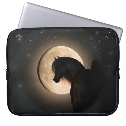 Black Moon Shine Horse Laptop Sleeve (Vorderseite)