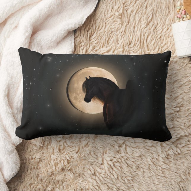Black Moon Shine Horse Throw Pillow Lendenkissen (Decke)