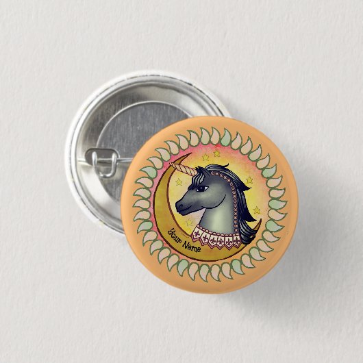 Black Moon Unicorn Button (Vorne & Hinten)