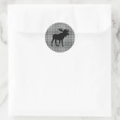 Black Moose Buffalo Karo Pattern Runder Aufkleber (Tasche)