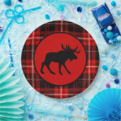 Black Moose Red Black Kariert Pappteller (Party)
