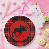 Black Moose Red Black Kariert Pappteller (Party)