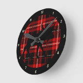 Black Moose Red Black Kariert Runde Wanduhr (Winkel)