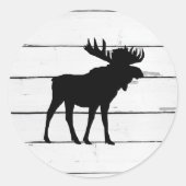 Black Moose Silhouette Wilderness Runder Aufkleber (Vorderseite)