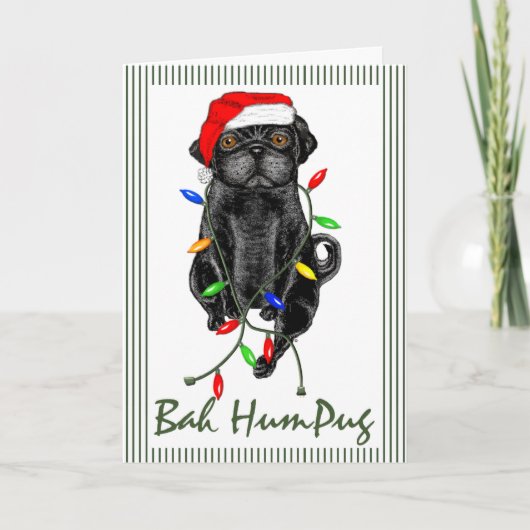 Black Mops Dog Bah Humpug Weihnachten (Vorderseite)
