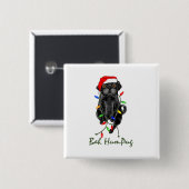 Black Mops Dog Bah Humpug Weihnachten Button (Vorne & Hinten)