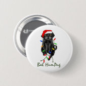 Black Mops Dog Bah Humpug Weihnachten Button (Vorne & Hinten)