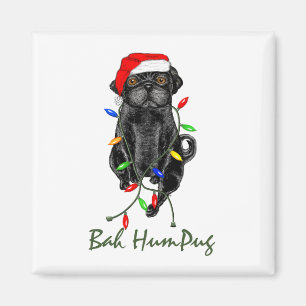Black Mops Dog Bah Humpug Weihnachten Magnet