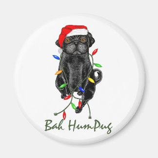 Black Mops Dog Bah Humpug Weihnachten Magnet