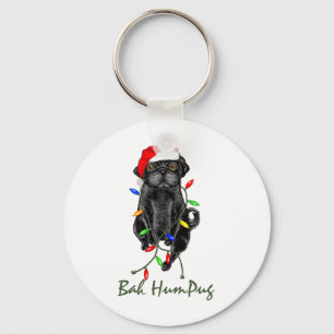 Black Mops Dog Bah Humpug Weihnachten Schlüsselanhänger