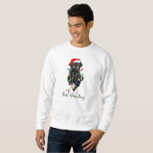 Black Mops Dog Bah Humpug Weihnachten Sweatshirt (Vorne ganz)