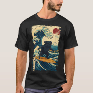 Black Mops Japanisch Kanagawa Wave Surfen Japan Ma T-Shirt