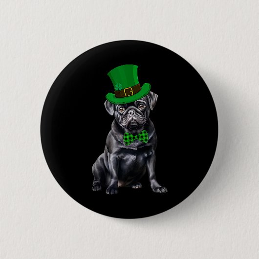 Black Mops Patricks Day Hat Funny St Patricks Day Button (Vorderseite)
