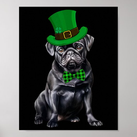 Black Mops Patricks Day Hat Funny St Patricks Day Poster (Vorne)