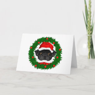 Black Mops Santa Grußkarten Feiertagskarte