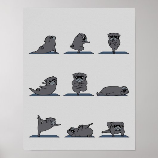 Black Mops Yoga | Funny Mops Lover Poster (Vorne)