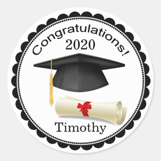 Black Mortar, Diplom Ihr Name Abschluss Aufkleber (Vorderseite)