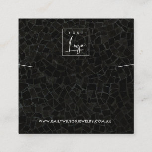 BLACK MOSAIC TEXTURE NECKLACE BRACELET DISPLAY QUADRATISCHE VISITENKARTE