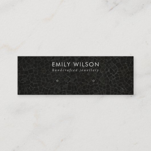 BLACK MOSAIC TEXTURE STUDIERT EARRING DISPLAY CARD MINI VISITENKARTE (Vorderseite)