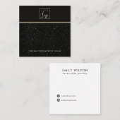 BLACK MOSAIC TEXTURE STUDIERT EARRING DISPLAY CARD QUADRATISCHE VISITENKARTE (Vorne/Hinten)