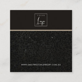 BLACK MOSAIC TEXTURE STUDIERT EARRING DISPLAY CARD QUADRATISCHE VISITENKARTE