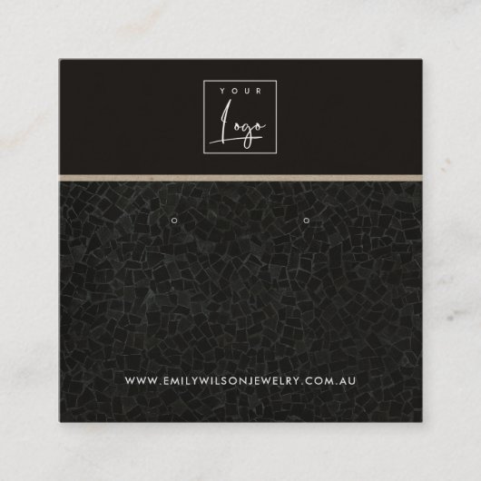 BLACK MOSAIC TEXTURE STUDIERT EARRING DISPLAY CARD QUADRATISCHE VISITENKARTE (Vorderseite)