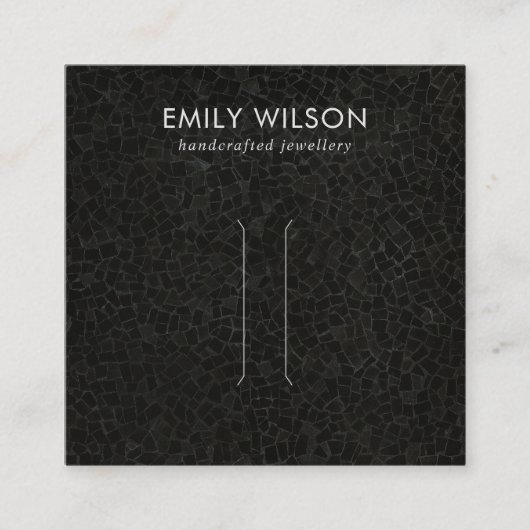 BLACK MOSAIC TILE TEXTURE HAIR CLIP DISPLAY CARD QUADRATISCHE VISITENKARTE (Vorderseite)