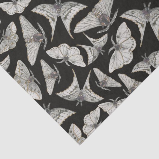 Black Moth Butterfly Pattern Halloween Seidenpapier (Ausschnitt)