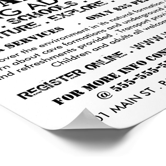 Black Mountain Logo, Höhlenwerbung Poster (Ecke)