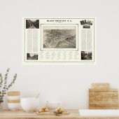 Black Mountain, NC Panorama Karte - 1912 Poster (Küche)